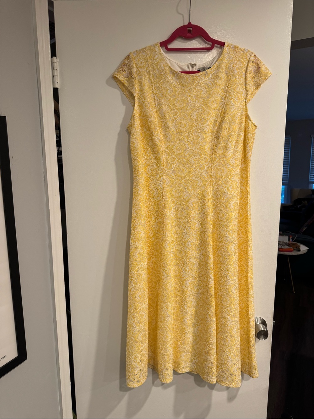Tommy Hilfiger Yellow Paisley Cap-Sleeve Midi Dress